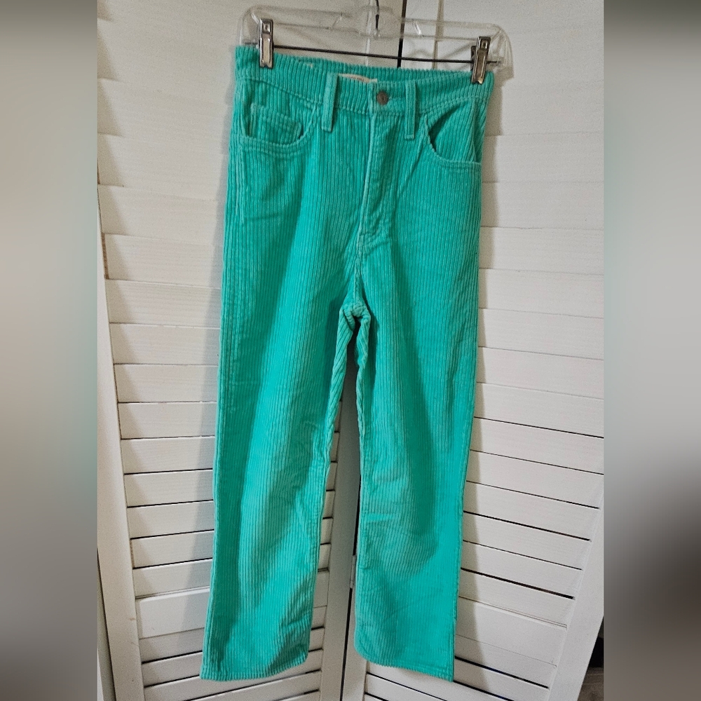 Brand New Levi's Ribcage Straight Ankle Corduroy Pants -Teal